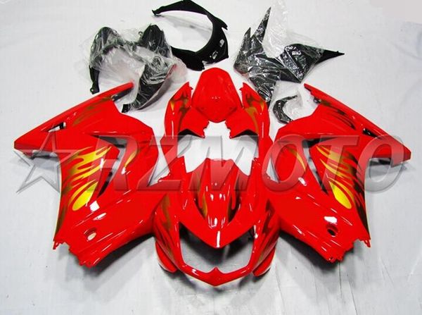 

4 gifts injection mold new abs motorcycle full fairings set fit for kawasaki ninja250r ex250 zx250r 250 2008 - 2014 set red gold