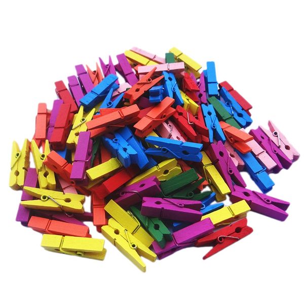 

50pcs mini color wood clip p clip clothespin craft decoration