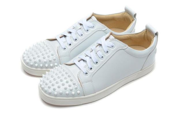 

2019 designer sneakers low-junior spikes flats shoes red bottom for mens and women leather sneakers designer shoe a046 d09, Black