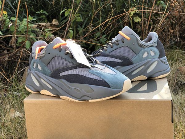 

2019 release authentic originals 700 teal blue static wave runner solid grey kanye west fw2499 man woman running shoes sneakers with box, Black