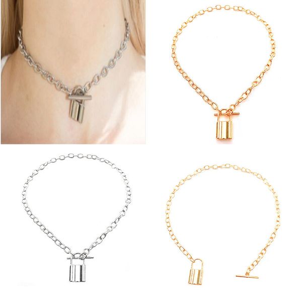 

8seasons rock choker lock pendants necklace gold/silver metal personality sweater chain clavicle women fashion collares jewelry