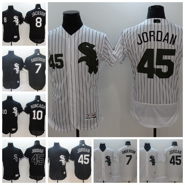 

new 72 fisk 7 tim anderson 45 michael mens baseball jerseys chicago white 35 frank thomas 10 yoan moncada 8 bo jackson sox, Blue;black