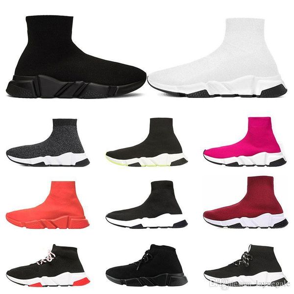 

2020 designer shoes speed trainer platform casual of triple socks red bule white flat fashion mens womens sports sneakers fashion size 36-45, Black