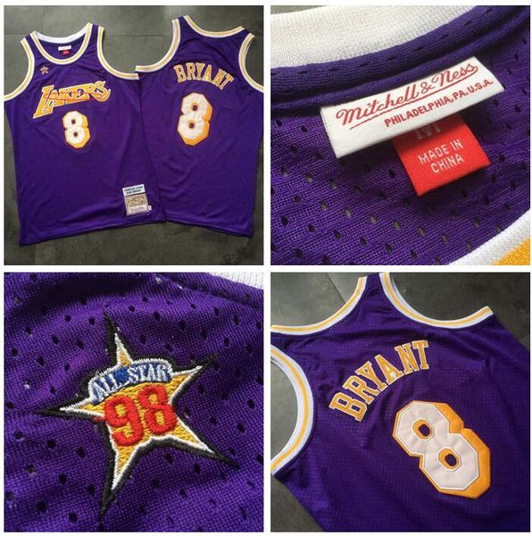 

мужчины лос-анджелес лейкерс коби брайант митчелл несс 1998 all-star hardwoods classics player джерси, Black;red