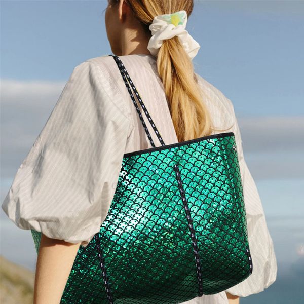 

new luxurious metallic women handbag shoulder large-capacity brand casual tote bag handle bags gold purpel red silver