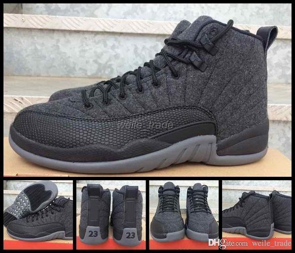

12 new wool men basketball shoes 12s wool grey black mens 12s sport shoes man athletic trainers sneakers