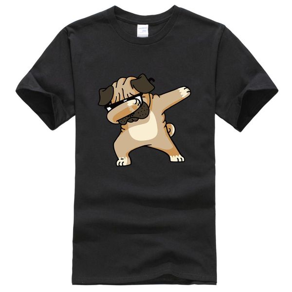 

dabbing pug fashion new 2019 summer t-shirt cartoon animal dog t shirt men funny hip hop shirts harajuku men's t-shirts, White;black