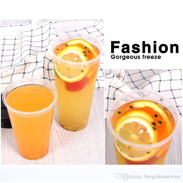 

500ml disposable plastic cups transparent injection heat resisting milk tea cup coffee shop bar juice milk drinking mug cups bh1849 tqq