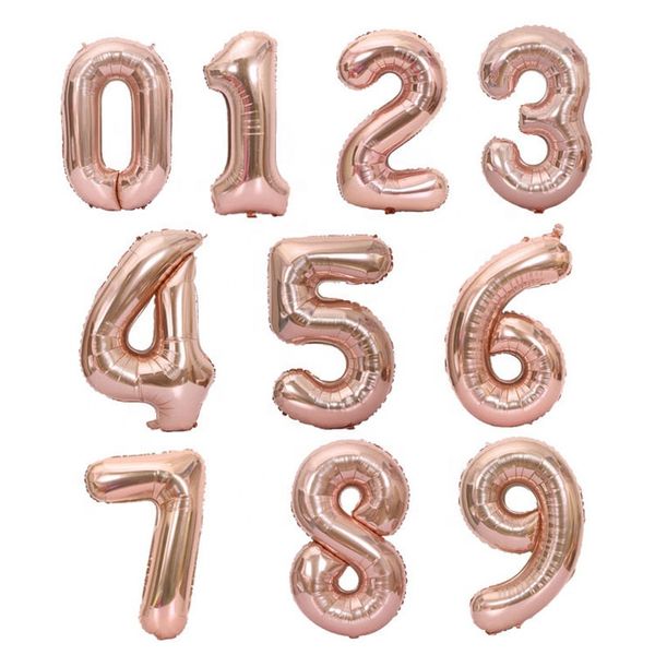 

16inch 32inch 40inch rose gold number foil balloons helium fill birthday balloons