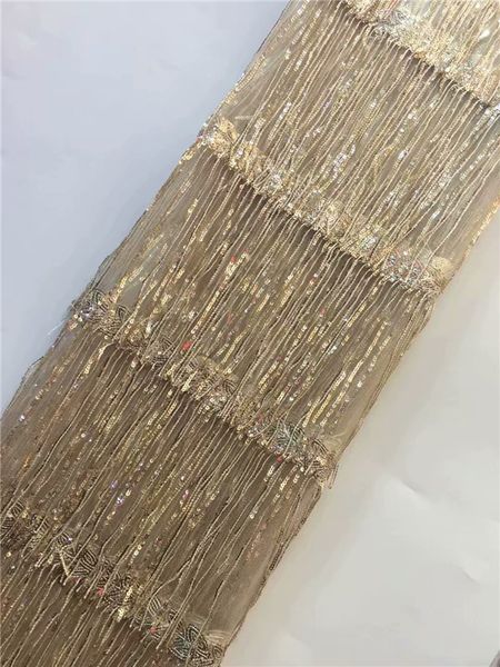 2019 High Quality African Lace Fabric Tassels Sequins Tissu Indian