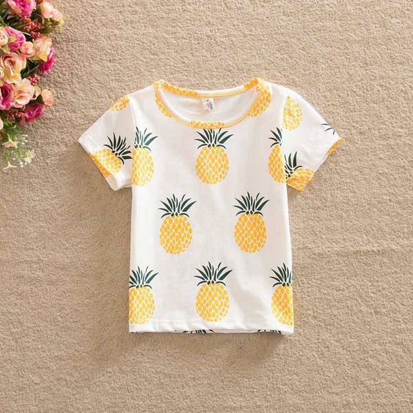 

fashion baby children girls kids t shirt cotton pineapple print one-pieces casual dress t-shirt kids clothes l16, Blue