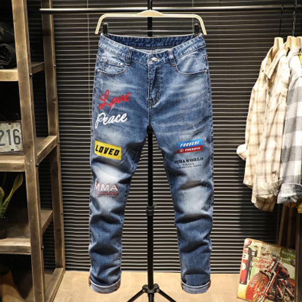 

2020 нов мђжкие джин овеѬими, вивкой и пеа, мђжкой slim fit, лаина, Blue