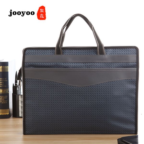 

men's new large capacity wear resistant briefcase double-layer zip envelope hand-held files oxford cloth jooyoo