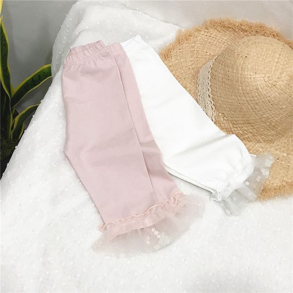 

girls combed cotton capri thin baby leggings children tight tight pants lace tights wear lace sequins pants all-match fashion, Blue