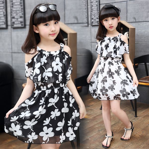 

flower girl dresses 2020 summer chiffon kids dresses floral children clothing princess party dress for girls clothes, Red;yellow