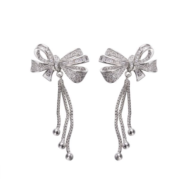 

crossborder trade platinumplated butterflyknot earrings long tasseled earrings fashionable korean version of creative womens jewelry accesso, Golden;silver