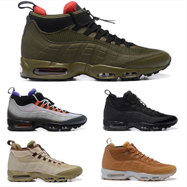 

new fashion cushion boots black green brown ankle boots waterproof work boots men trainers outdoor sneakers