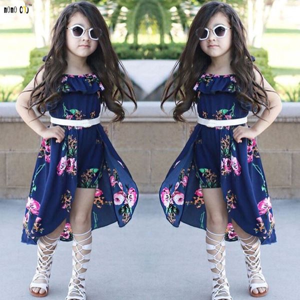 

fashion elegant girls floral dresses sling ruffles irregular princess beach summer dress child girl clothing 3 4 5 6 7 8 years t200107, Red;yellow