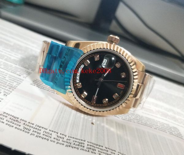

good wristwatches day date president 36mm diamond dial 18k rose gold 2813 mechanical automatic ladies women's watch watches, Slivery;brown