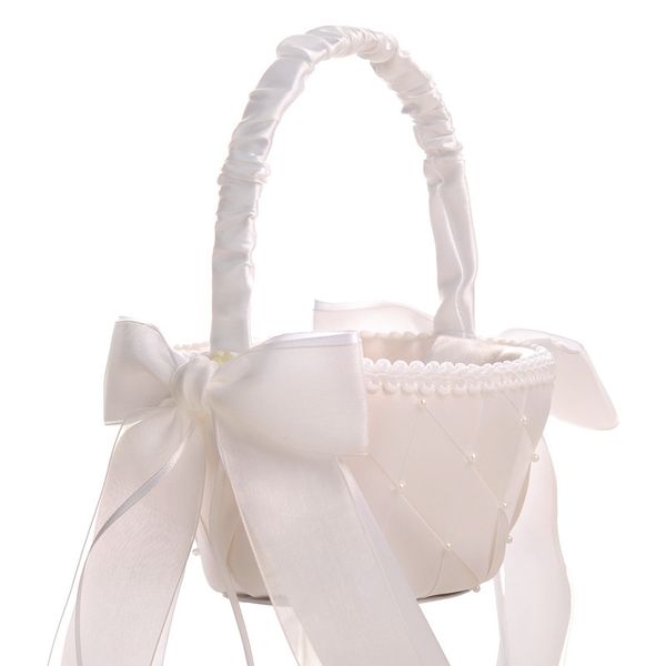 

wedding supplies bride flower basket wedding white lace flower girl portable basket
