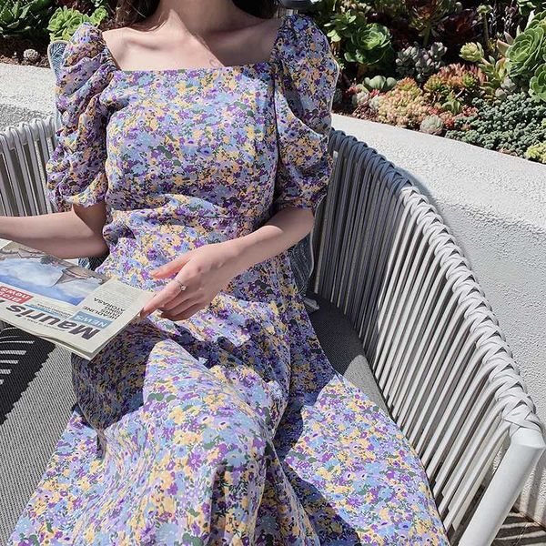 

2020 women summer small flowers dress lady short sleeve beach dresses, Black;gray