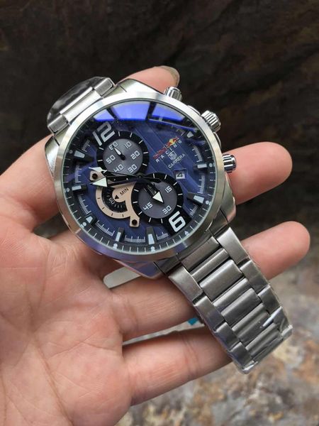 

2019 gat full stainless steel men quartz watches all subdials work satch chronograph male watch relogio masculino, Slivery;brown