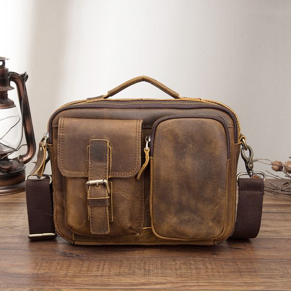 

original leather male multifunction fashion casual design satchel crossbody shoulder messenger bag tote tablet pouch for men 036