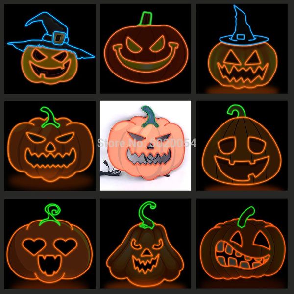 

pumkin series el wire mask halloween party decor led mask glow in dark cosplay light mask 2020 selling