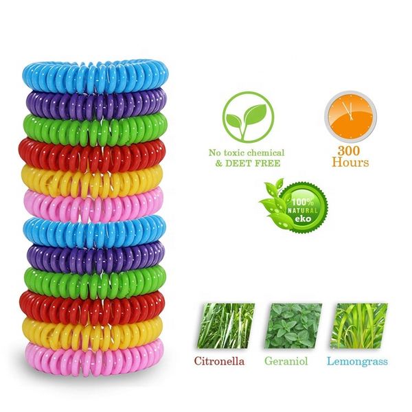 

summer outdoor anti mosquito but pest repellent bracelet insect protection wristbands for kids pure natural mixed colors