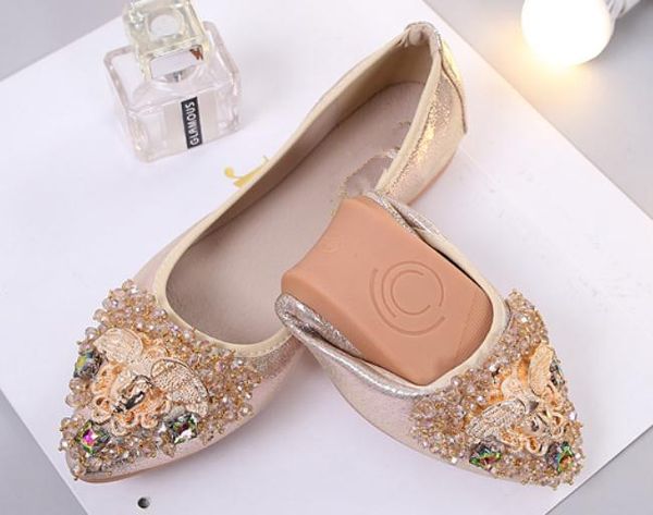 

2019 water drill women's shoes in spring and autumn with new style flat bottom pointed end shallow mouth, Black