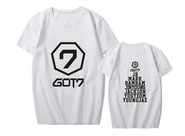 

got7 concert celebrity style king pigalle mark paragraph yi en men and women short sleeve t-shirt should aid dage clothes summer, White;black