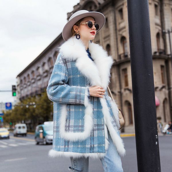

autumn winter real fur coat women clothes 2020 korean women's fur coat collar 100% wool jacket chaqueta mujer zt3075, Black