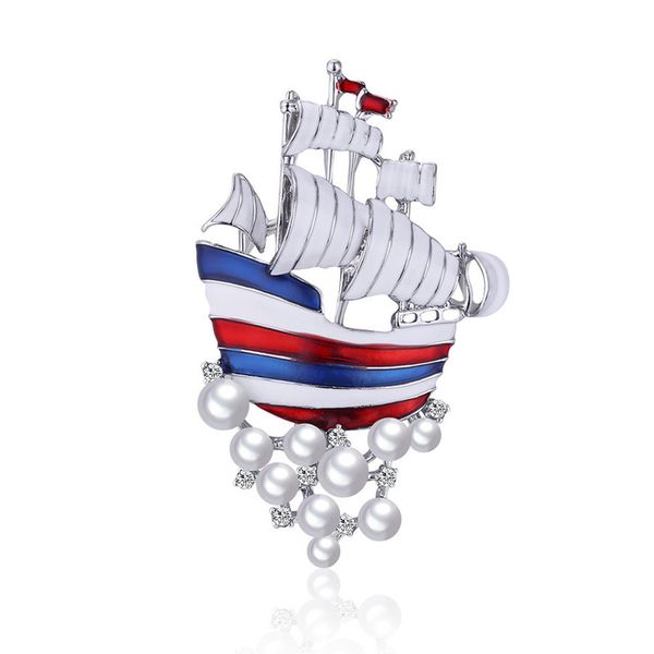 

korea style personality retro alloy ship brooch pin for girl women fashion cute corsage jewelry accessories wholesale, Gray