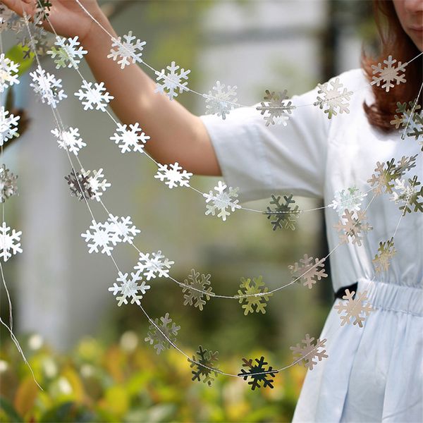 

4m gold silver white 4m small snowflake pendant christmas decorations for home new year winter theme party decoration navidad. q