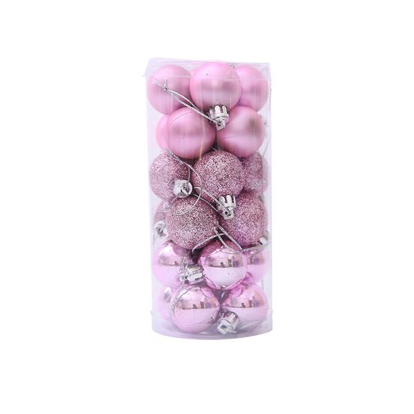 

1box(24pcs) multi usage christmas balls with string practical plastic ball ornaments shatterproof xmas tree balls pink pink