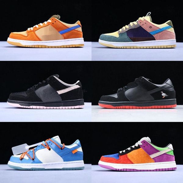 

futura x sb dunk low off casual shoes women mens designer green orange blue white dunks des chaussures taquets 36-45, White;red