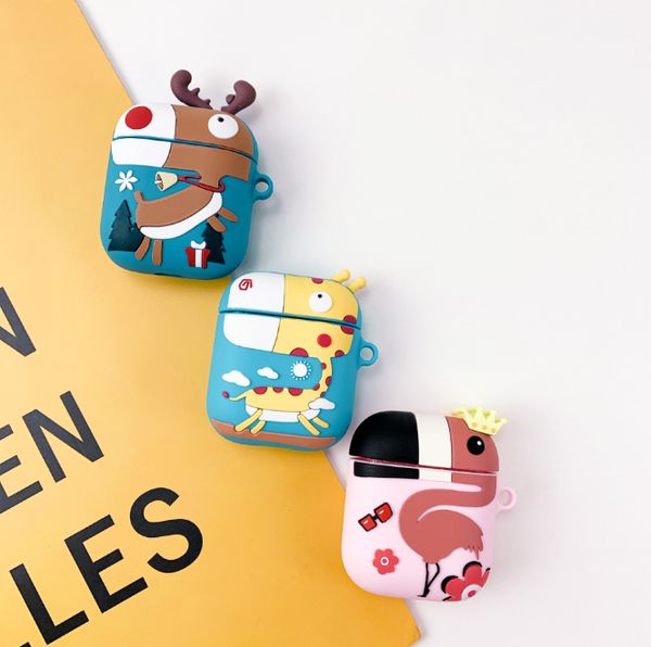 

cute anmial cartoon christmas elk earphone cases for wireless bluetooth beadset charging box clamshell silicone protective cover