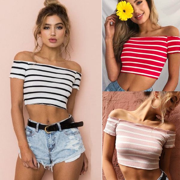 

2020 летняя упругие бретели женщины хлопок sexy crop top тощий футболка sexy с плеча bralet top разрез шеи tee shirt, Black;blue