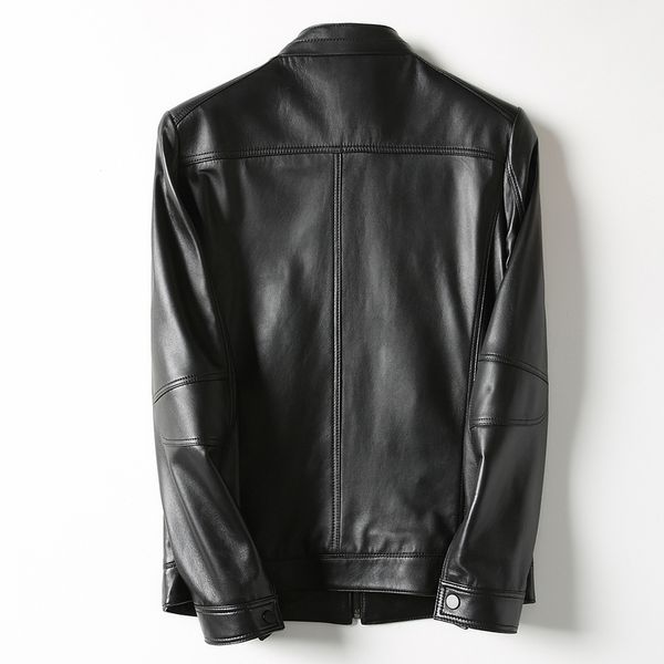 

genuine jacket men short korean sheepskin coat casual men's leather jackets biker veste cuir homme kfs29m006 kj2269, Black