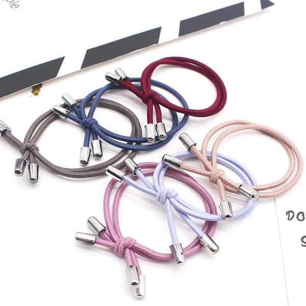 

dhl 5000pcs double layer women knot hairband rope ring rhinestone elastic ponytail holder headwear, Slivery;white