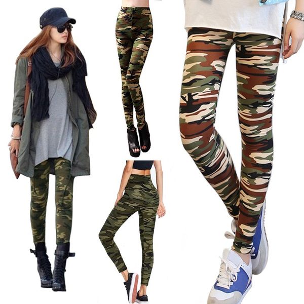 

new 2019 camouflage printed women leggings fashion design female casual polyester soft elasticity pant army legging, Black