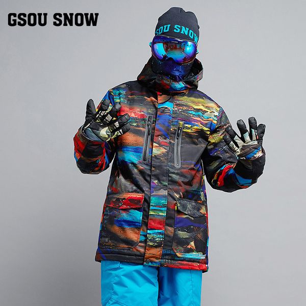 

gsou snow new skiing suit men's winter white thick windproof warm skiing jacket outdoor waterproof breathable ski wear for men