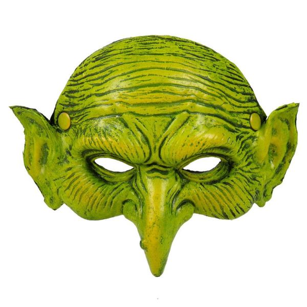 

witch mask halloween carnival festival party mask green goblin cosplay costume green elf scary witch party props mascara