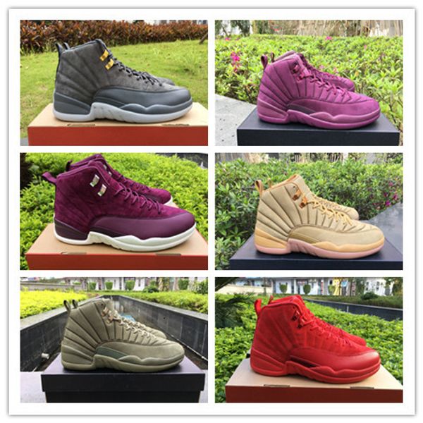 

wholesale 12 xii bordeaux wheat grey quot green red purple suede men basketball shoes sports sneakers size 7-13