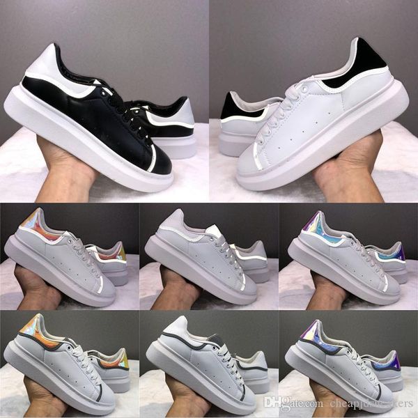 

designer luxury platform mens womens casual shoes 3m reflective back white gloden leather lace up ourdoor trainer fashion chaussures