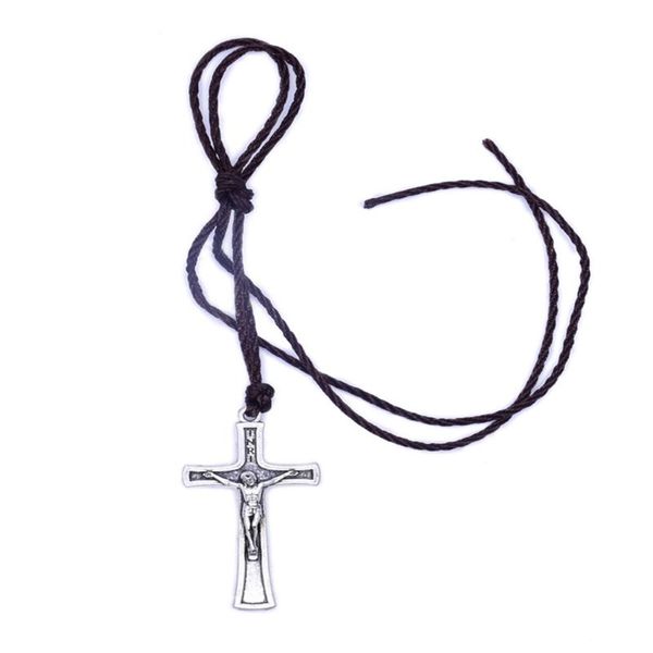 

retro rope jesus cross necklace pendant jewelry for men women catholic religious pet supplies home garden