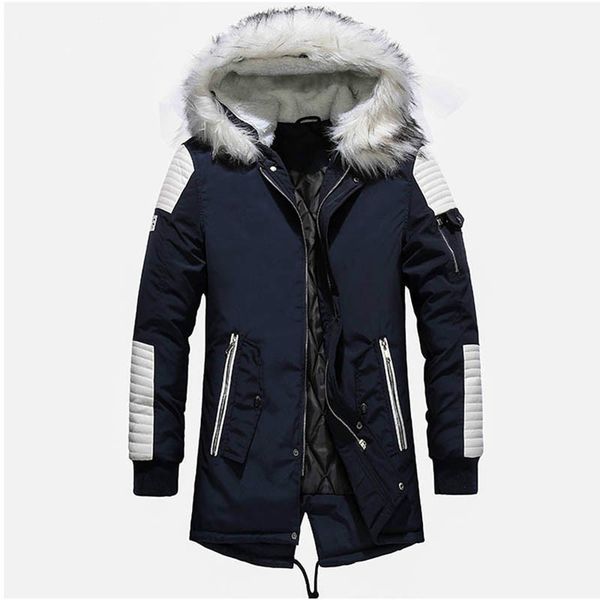 

jacket coat for winter thicken warm men minus 40 degrees cotton-padded outwear fur collar hooded windbreaker parka plus size 3xl, Black