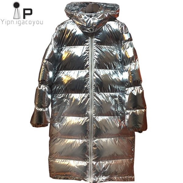 

winter jacket women hooded long coat new fashion silver thick warm parka jacket loose plus size coats ladies wild cotton parker, Black