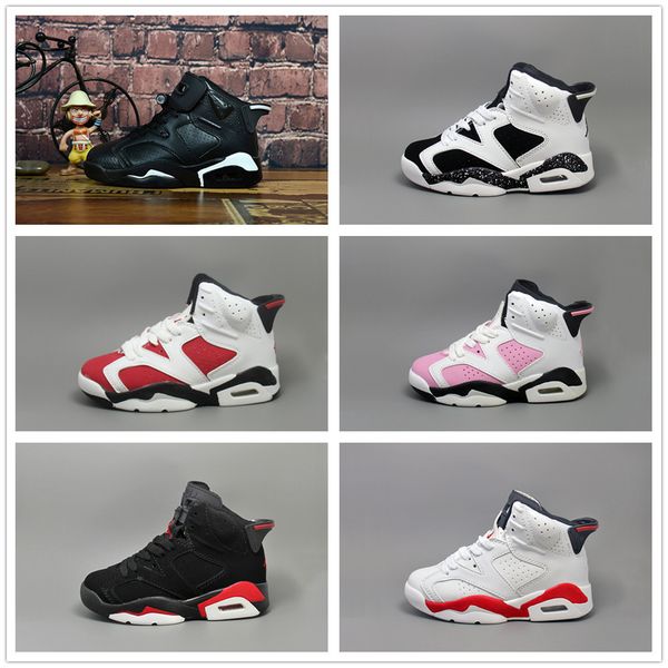 

nike air jordan aj6 Оптовые Новые Скидки Дети 6 детские Баскетбольные Кроссовки unc gold black red