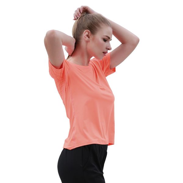 

new yoga clothes european american quick-drying t-shirt loose running breathable mesh fitness clothes 2020 spring summer women, Black;blue